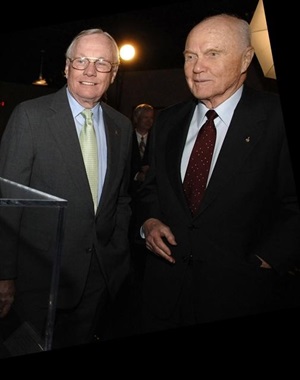 Neil Armstrong and John Glenn at UC in 1986